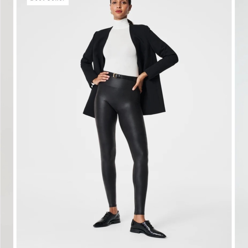 SPANX Black Faux-Leather Leggings